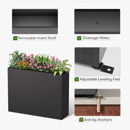 Stoog 38" Metal Tall Rectangular Planter - All-Weather Planter Box for Indoor/Outdoor Use, with