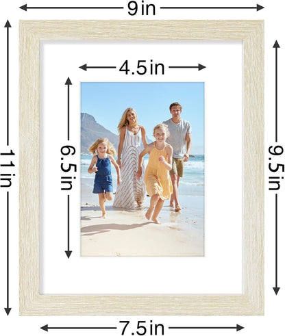 Vittanly 8x10 Picture Frames Set of 9, Shatter Resistant Plexiglass, Display 5x7 Pictures with Mat