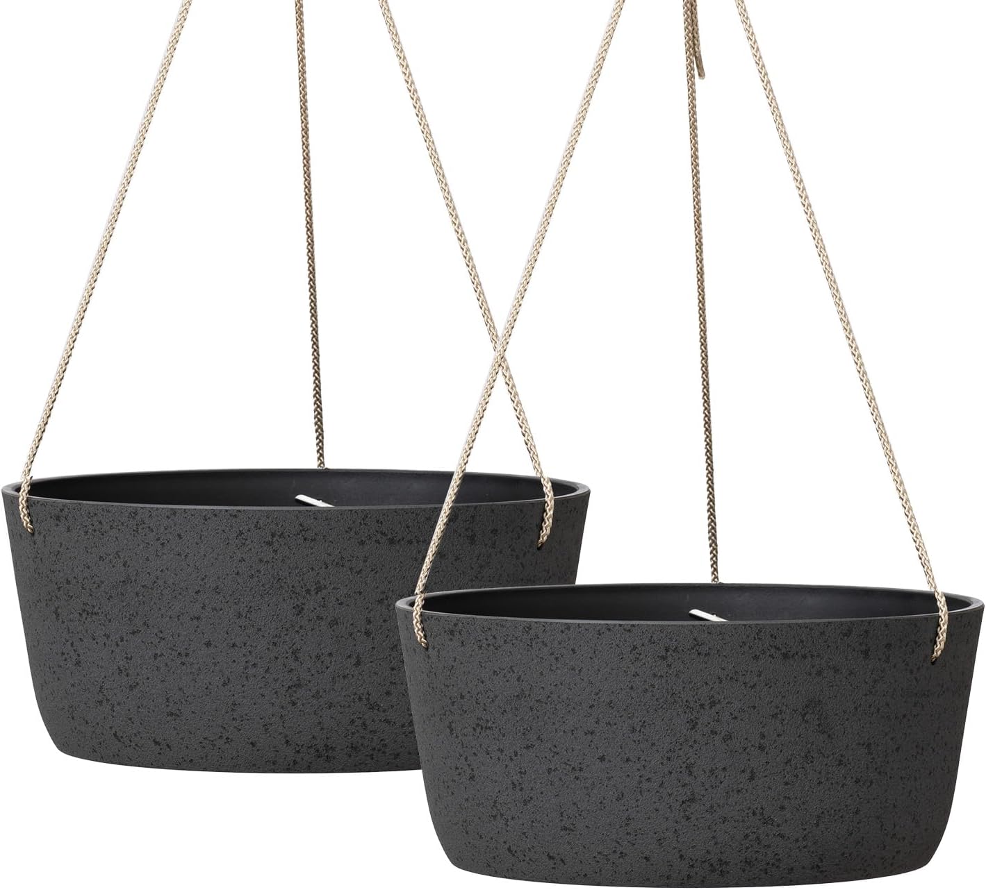La Jolie Maison Large Hanging Planters - 12 Inch Outdoor Flower Pots, Hanging Garden Planters Set