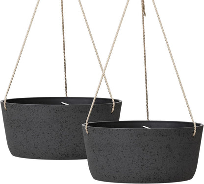 La Jolie Maison Large Hanging Planters - 12 Inch Outdoor Flower Pots, Hanging Garden Planters Set