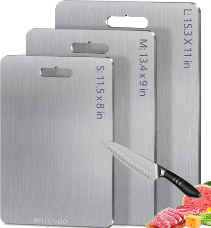Titanium Cutting Boards for Kitchen [Set of 3], Double Sided Pure Titanium Cutting Board | Easy to