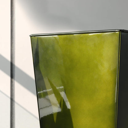 KOL 28''H. Tall Metal Planter with Saucer, Galvanized Steel Glazed Planter Pots with Drainage Hole
