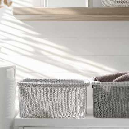 La Jolie Maison Blended Fabric Storage Baskets Set of 2, Rectangle Knitted Baskets for Organizing