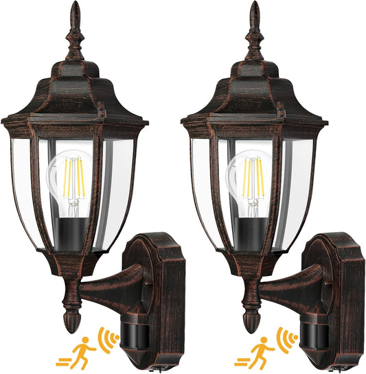Lamomo Outdoor Wall Sconce, 2 Pack Dusk to Dawn Motion Sensor Light Fixtures, Exterior Aluminum