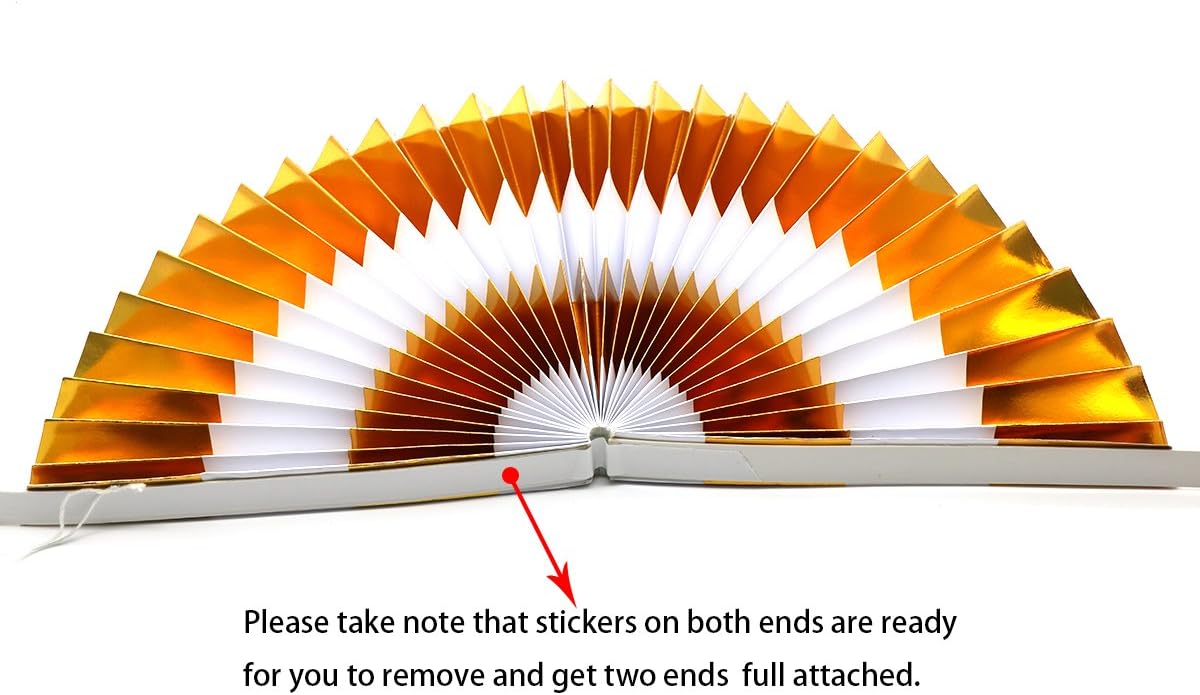Party Hanging Paper Fans Set, Orange Round Pattern Paper Garlands Decoration for Birthday Wedding