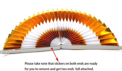 Party Hanging Paper Fans Set, Orange Round Pattern Paper Garlands Decoration for Birthday Wedding