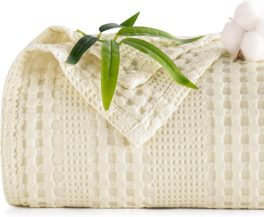 PHF Cooling Waffle Blanket King Size, Lightweight 60% Rayon Derived from Bamboo & 40& Cotton