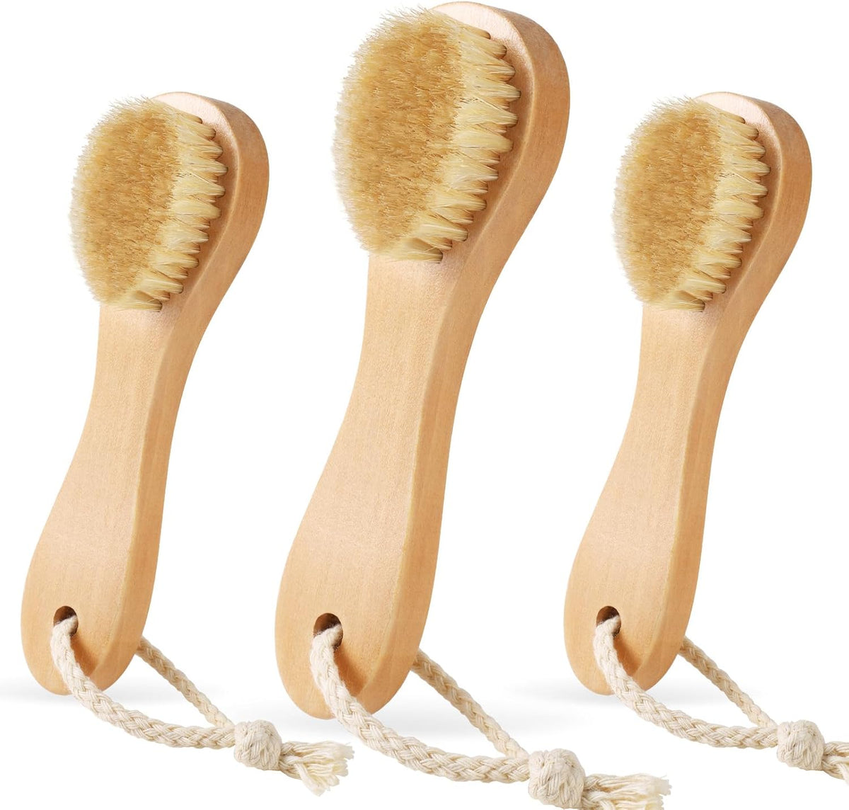 3 Pcs Wood Laundry Stain Brush Stain Remover Brushes with Boar Bristle Small Stain Brush for