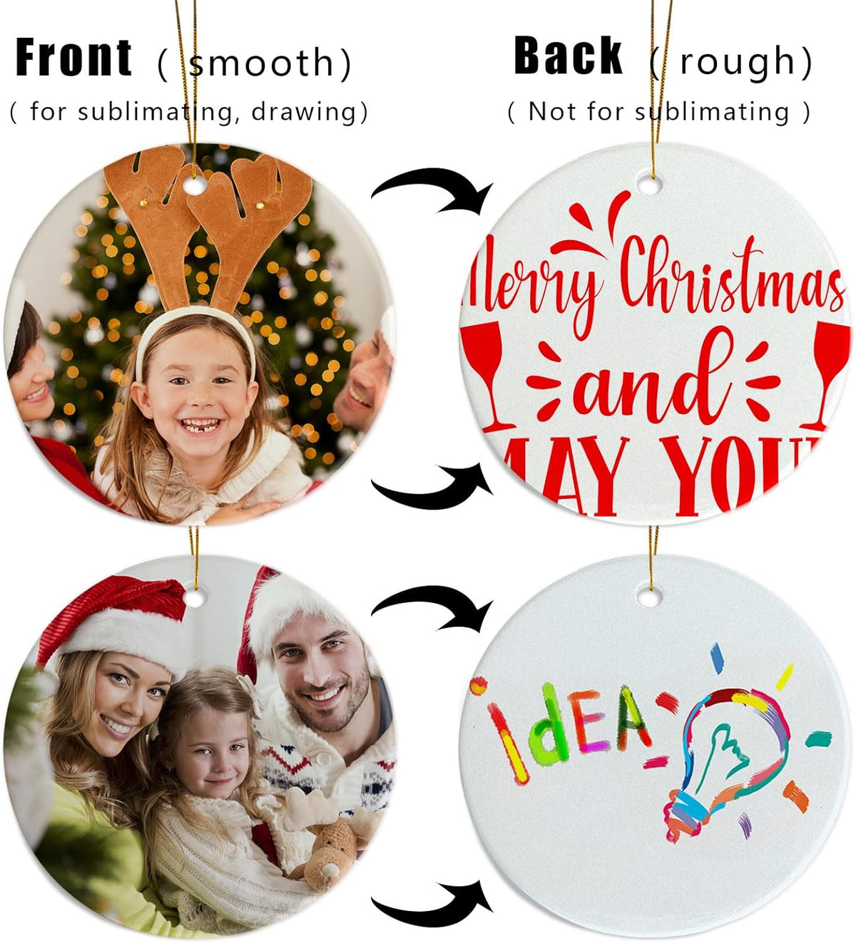 Sublimation Ornament Blanks, 3" White Ceramic Ornaments Personalized Easter Ornaments Sublimation