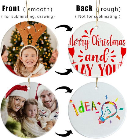 Sublimation Ornament Blanks, 3" White Ceramic Ornaments Personalized Easter Ornaments Sublimation