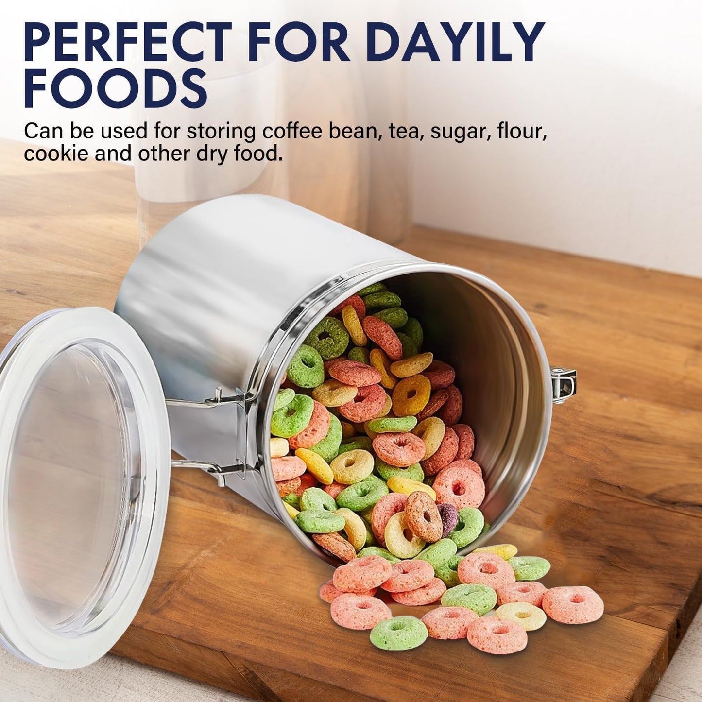 ENLOY 165oz Stainless Steel Airtight Canister for Kitchen, Large Flour Coffee Bean Tea Cereal Sugar