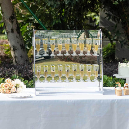 Tableclothsfactory Silver Mirror Finish 2-Tier Wine Glass Stemware Rack, 18 Champagne Flute Holder