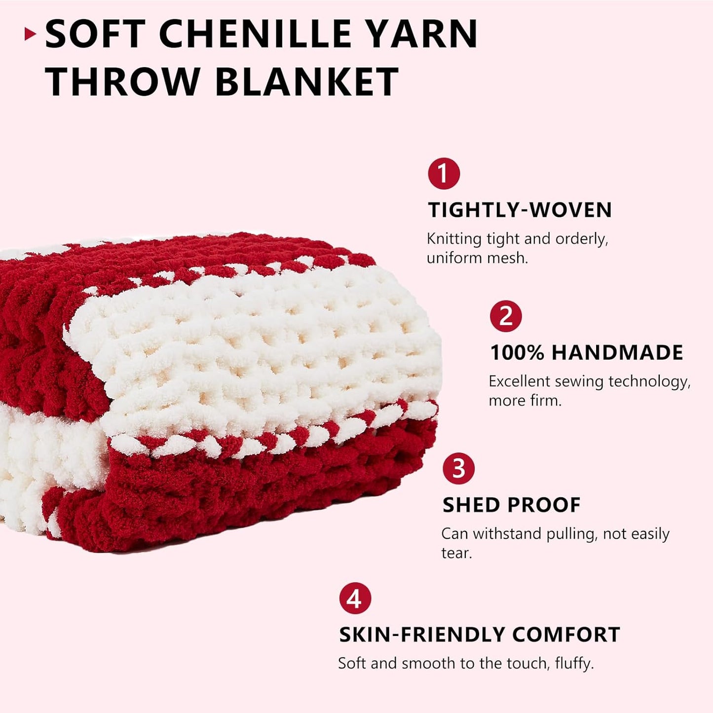 L'AGRATY Chunky Knit Blanket Throw - Soft Chunky Throw Blanket 40x50: 100% Hand Kintted Chenile