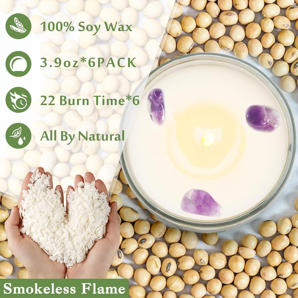 Candles, 6 Pack Sage Candle for Cleansing House Negative Energy, Scented Candles Gifts Set for