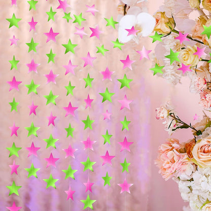 Patelai Glitter Star Garland Banner Decor 130 Feet Star Hanging Bunting Banner Twinkle Backdrop for