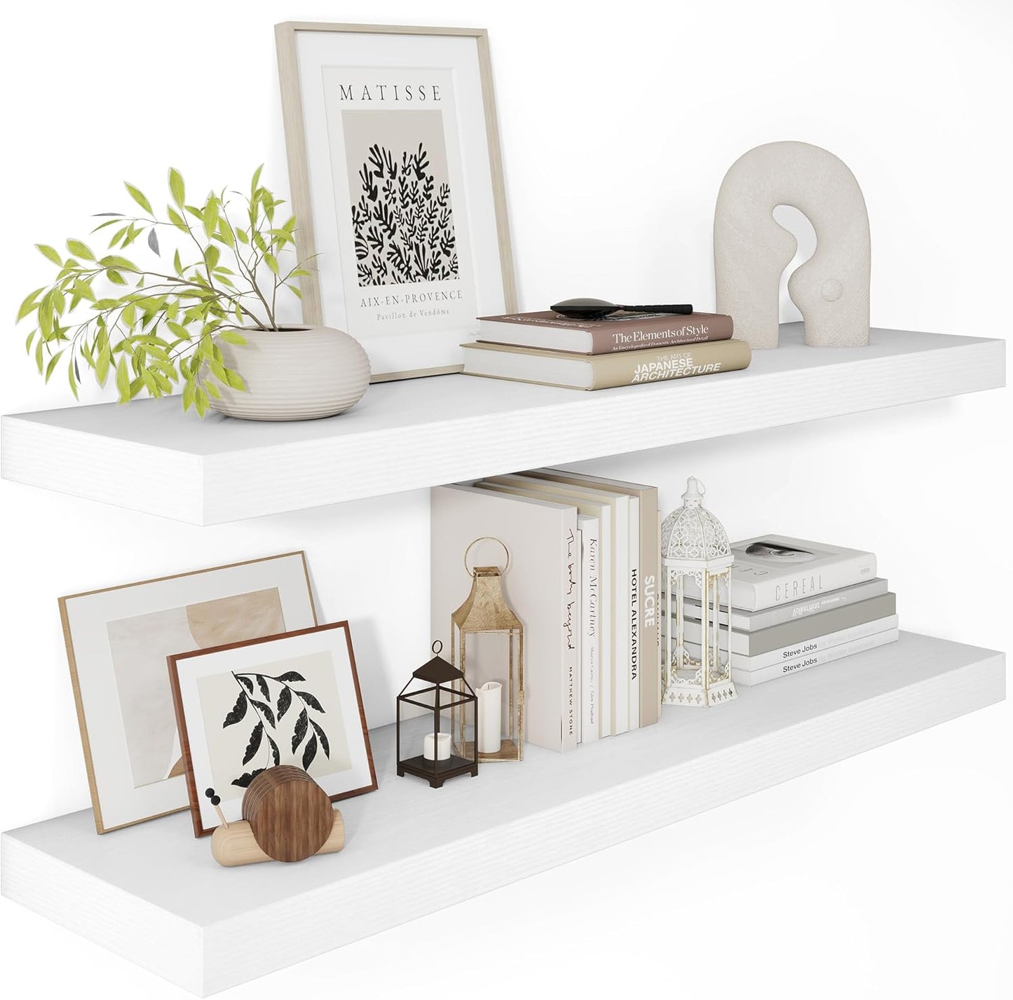 White Floating Shelves for Wall, 36 Inch X 12 Deep Shelves for Room Wall Mounted，2" Thick Heavy