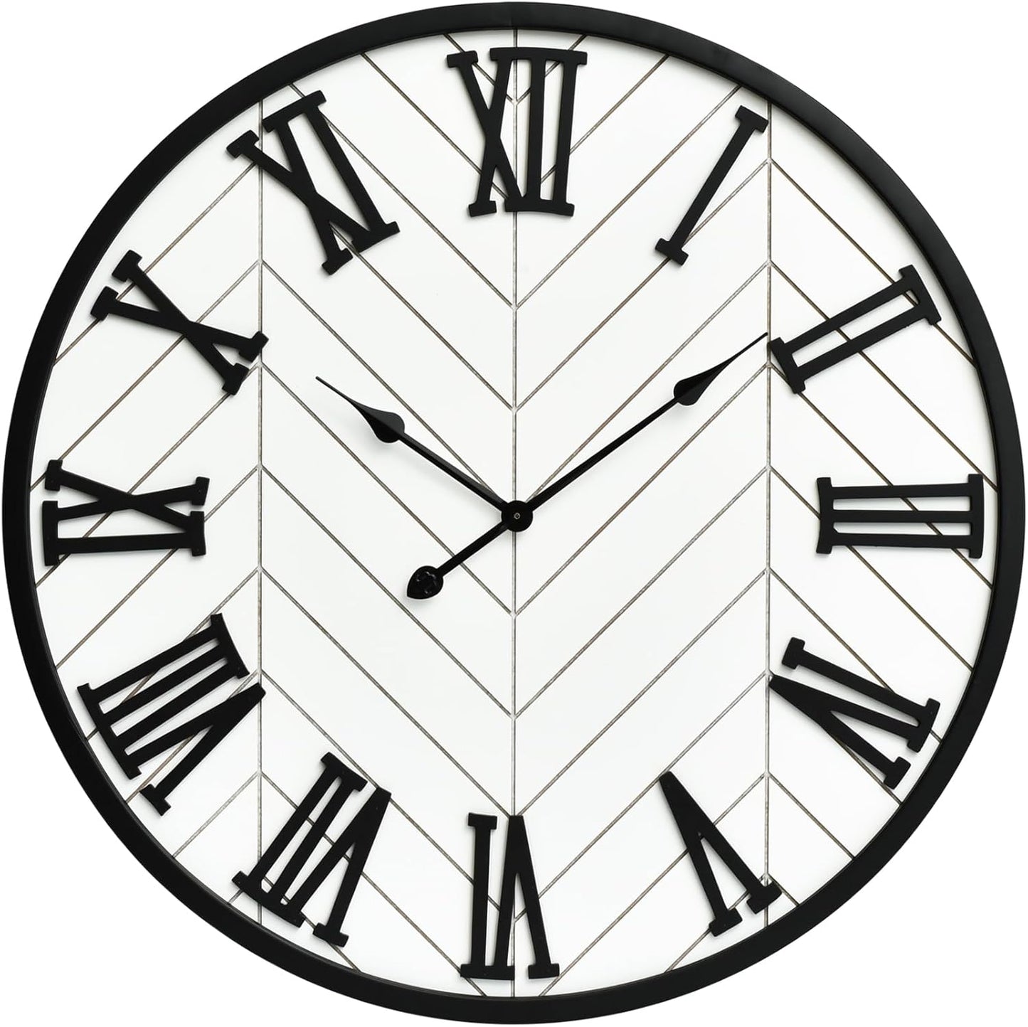30 Inch Large Wall Clock Farmhouse Style - White Silent Non-Ticking Rustic Decor for Living Room