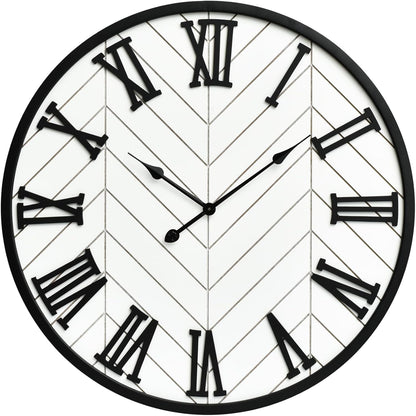 30 Inch Large Wall Clock Farmhouse Style - White Silent Non-Ticking Rustic Decor for Living Room
