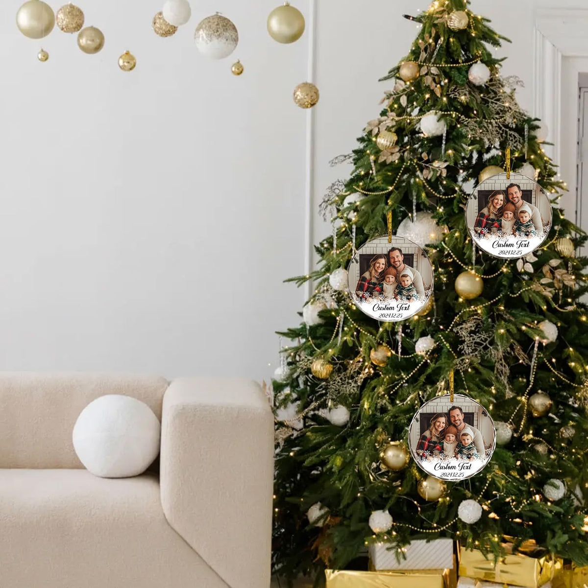 Personalized Photo Text Ornaments, Custom Ornaments for Family Couple Friend Children, Personalized