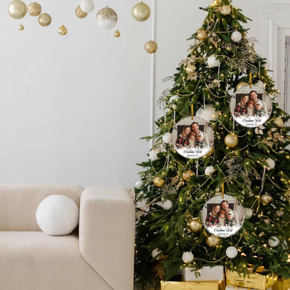 Personalized Photo Text Ornaments, Custom Ornaments for Family Couple Friend Children, Personalized