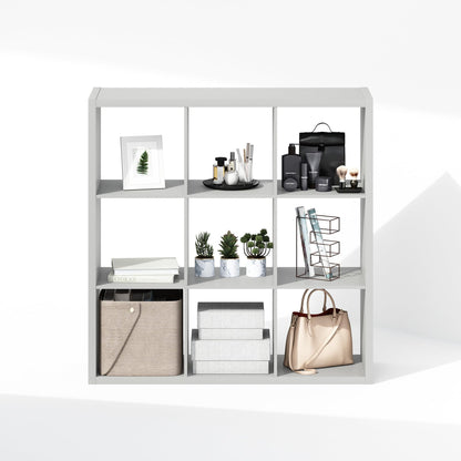 Furinno Cubic Extra Thick 9-Cube Closet Organizers and Storage, Light Grey