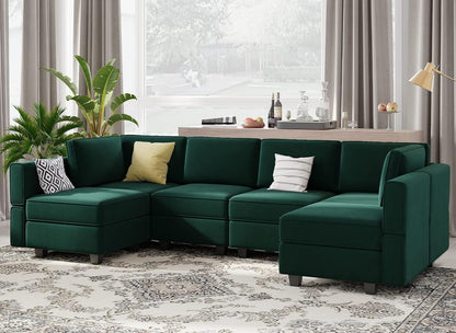 Belffin Modular Sectional Couch U Shaped Sofa with Storage Seat Reversible Sectional Sofa Couch