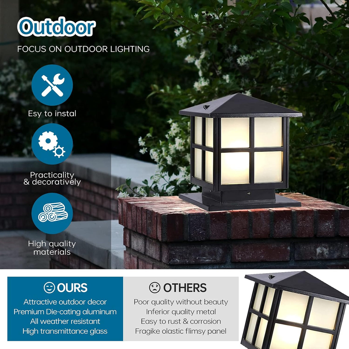 SLAWA Outdoor Post Lights Fixture, Modern Yard Entry Outdoor Column Lights with Aluminum Housing