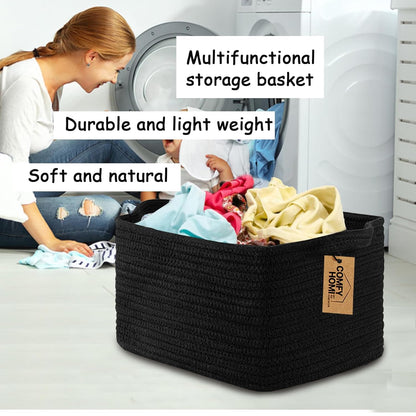 COMFY-HOMI Storage Basket for Shelves, Woven Baskets for Storage, Cotton Rope Basket,Toy Storage