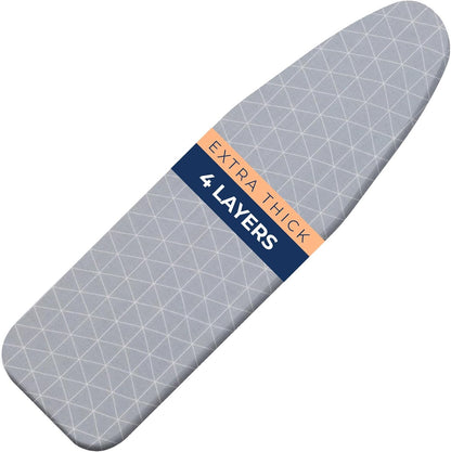 Happhom 13 x 43 Ironing Board Cover and Pad Extra Thick Heavy Duty Padded with Extra White Superior