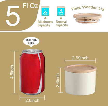 Sweejar Kitchen Canisters Ceramic Food Storage Jar, Stackable Containers with Airtight Seal Wooden