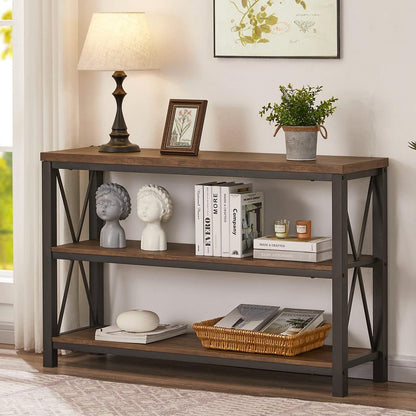 BON AUGURE Rustic Entryway Table, Farmhouse Hallway Table, Console Tables for Entryway, 3 Tier Sofa