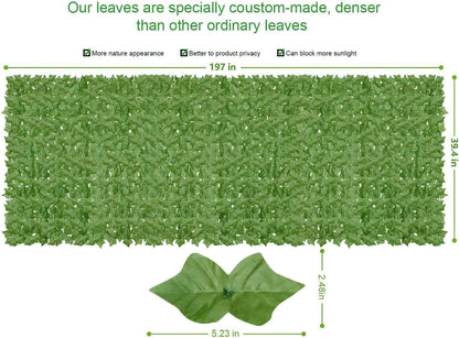 Artificial Ivy Privacy Fence Wall Screen,200x40 in in in UV-Anti Faux Greenery Backdrop Ivy Vine
