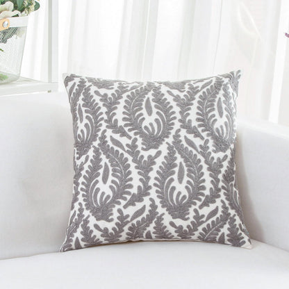 HWY 50 Grey Gray Decorative Throw Pillow Covers 18x18 Inch (1 Piece), Embroidered Cotton Farmhouse