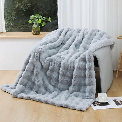 UKELER Plush Furry Throw Blanket Large Super Soft Fluffy Blankets Throws for Bed, Couch, Sofa