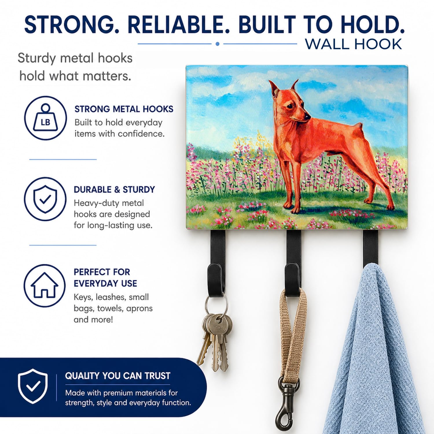 Caroline's Treasures 7516TH68 Min Pin Leash or Key Holder, Wall Hooks, Key Hooks Holder, Coat Rack