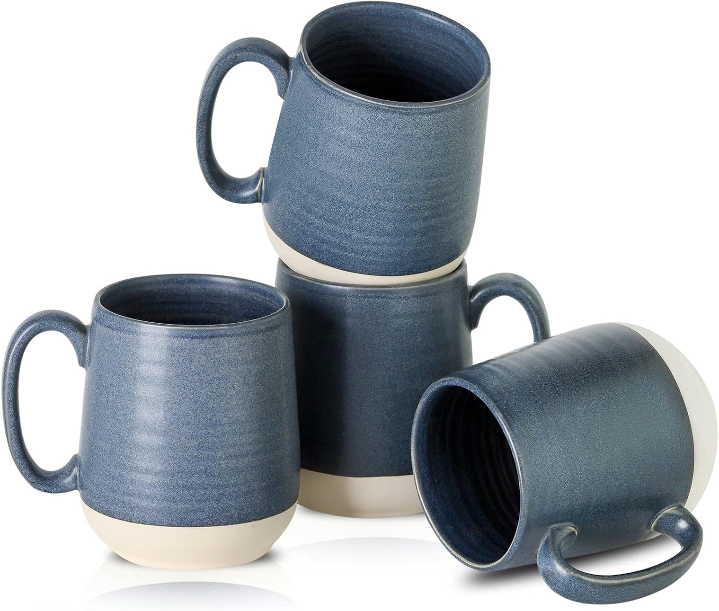 Hasense Ceramic Large Coffee Mugs Set of 4-15 Ounce Porcelain Coffee Cups Set with Handle Perfect
