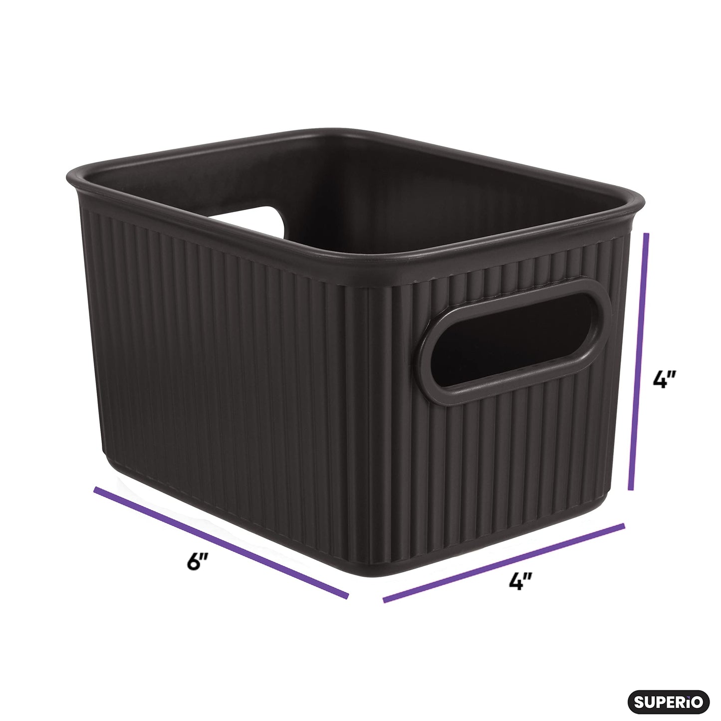 Superio Decorative Plastic Basket Open Home Storage Bins Organizer Baskets, Small, Brown (8 Pack)