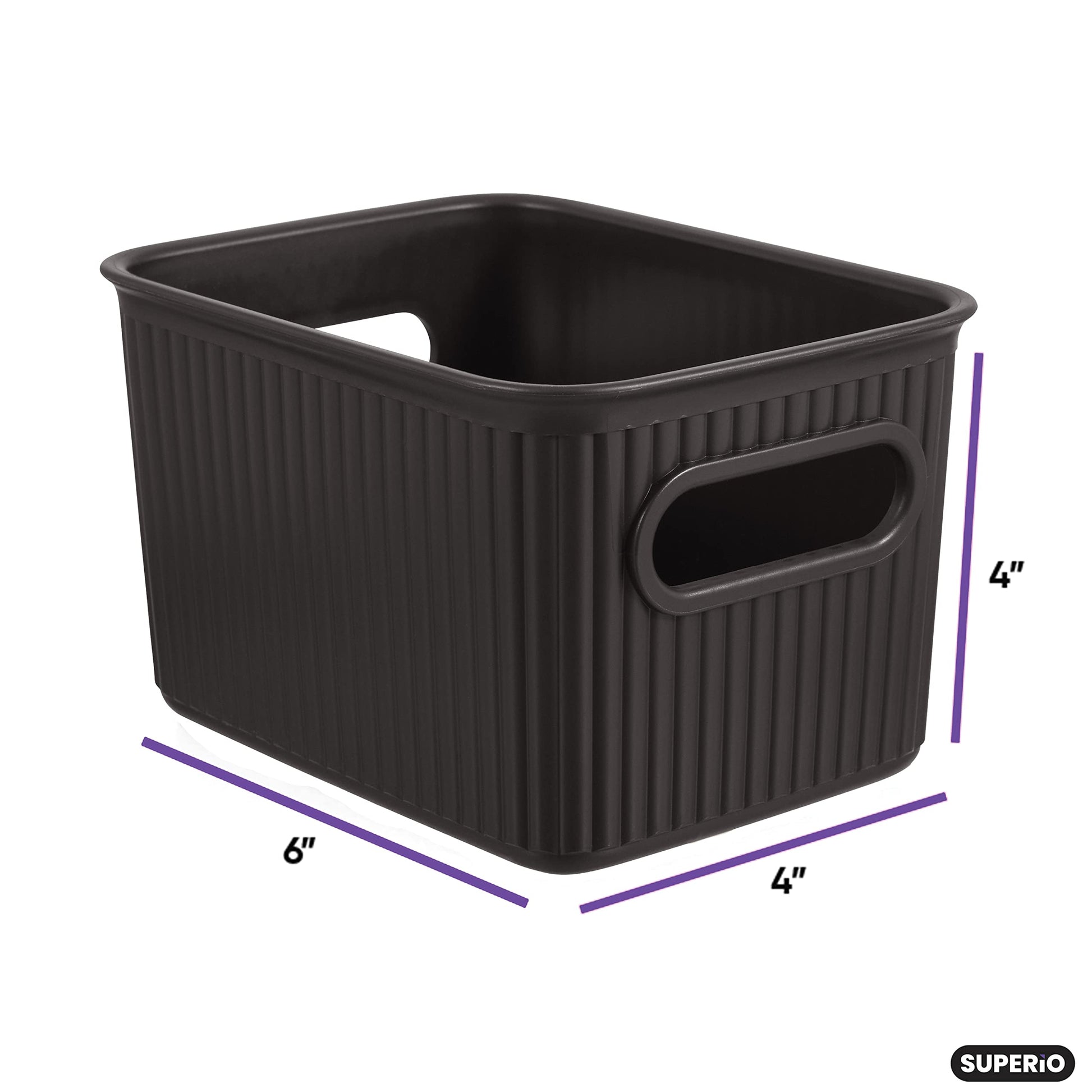 Superio Decorative Plastic Basket Open Home Storage Bins Organizer Baskets, Small, Brown (8 Pack)