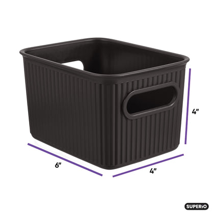 Superio Decorative Plastic Basket Open Home Storage Bins Organizer Baskets, Small, Brown (8 Pack)