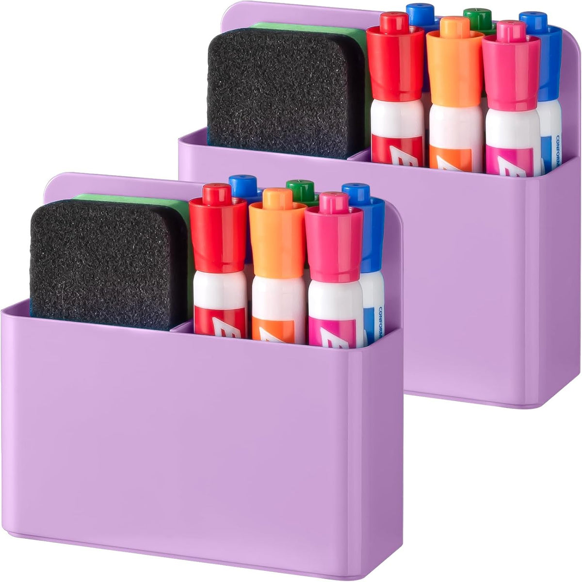 BEYGORM 2 Pack Plastics Magnetic Pen Holder for Refrigerator, Dry Erase Marker Holder for