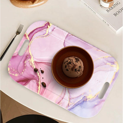 Serving Trays with Handles, 14.5 x 9.8 inch Rectangular Plastic Tray for Restaurant, Kitchen