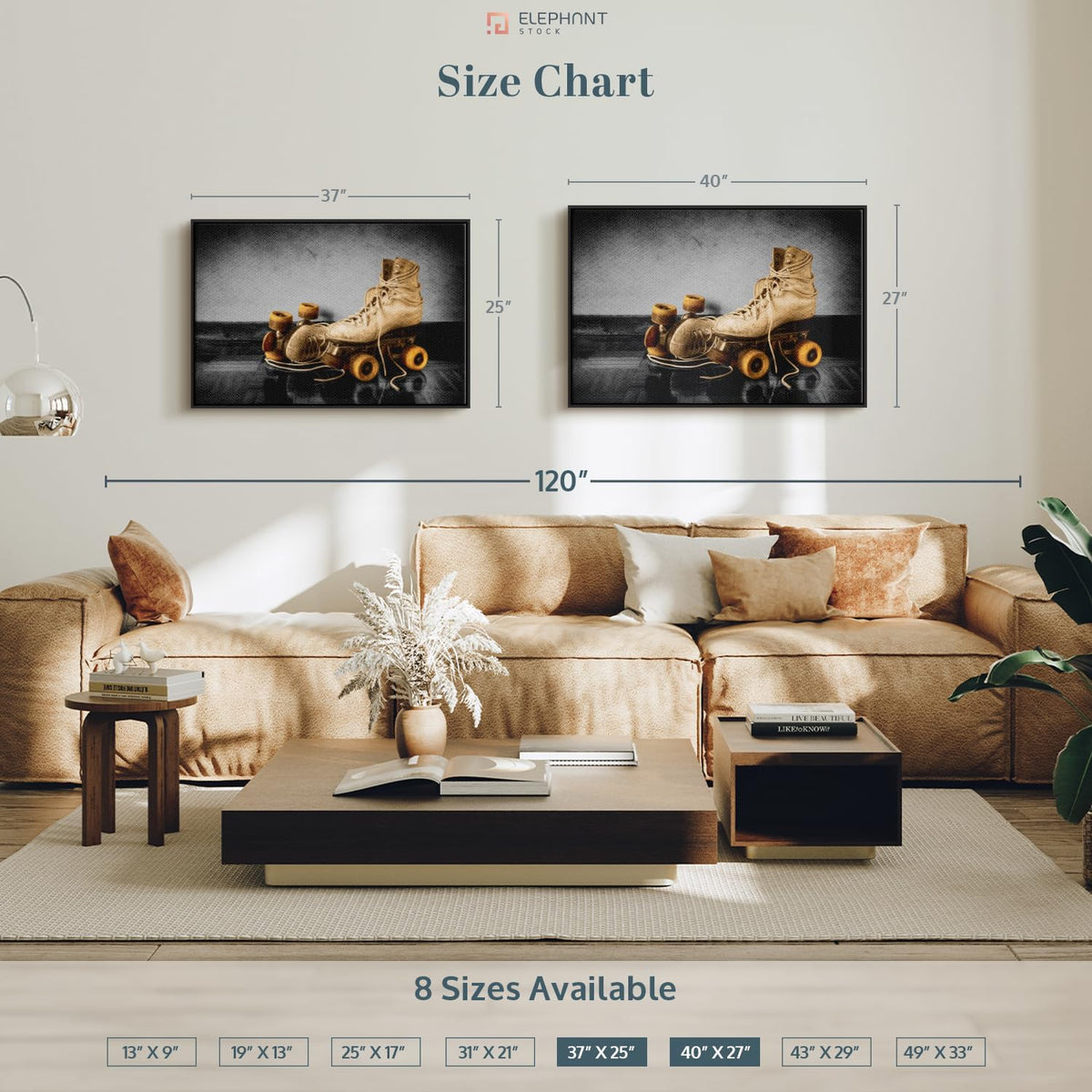 ElephantStock Vintage Skates Pop Wall Art - Horizontal Framed Canvas - 1-Piece Living Room Wall
