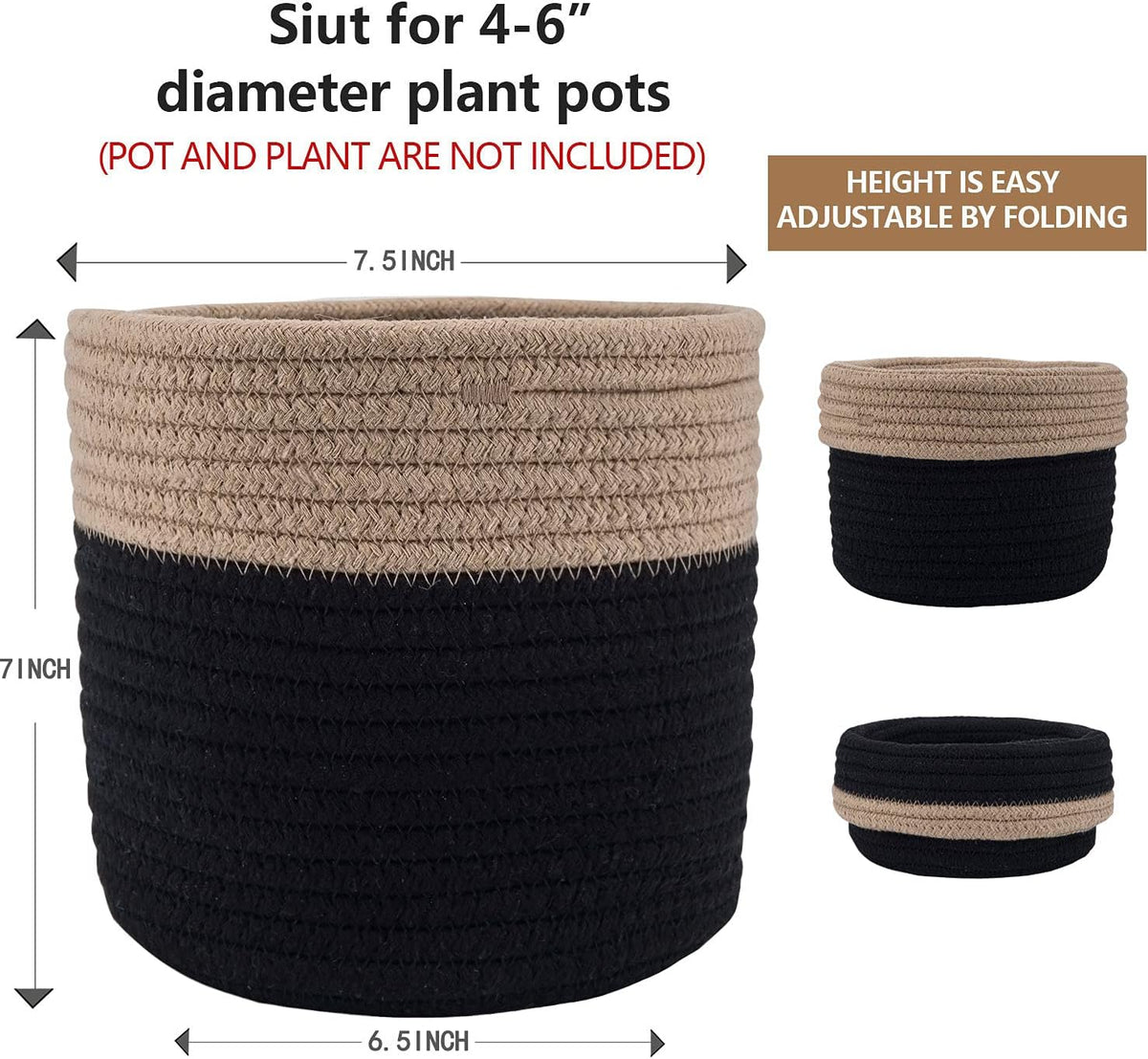 Woven Cotton Rope Plant Basket for 6" Flower Pot Floor Indoor Planters Flower Pot,Home Decor