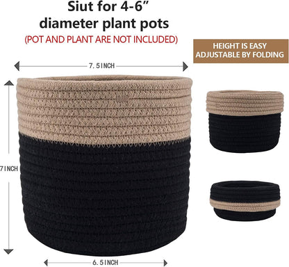 Woven Cotton Rope Plant Basket for 6" Flower Pot Floor Indoor Planters Flower Pot,Home Decor