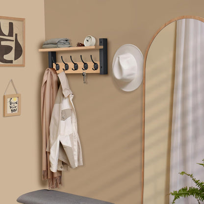 Sorbus Coat Hooks Wall Mount with Shelf – 16 Inch Coat Rack Wall Mount with 5 Heavy Duty Hooks