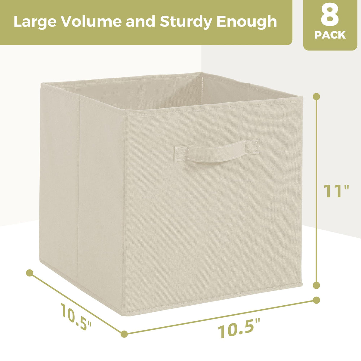 STORAGEIDEAS Storage Cubes, 11 Inch Cube Storage Bins, Set of 8, Fabric Foldable Storage Bins With