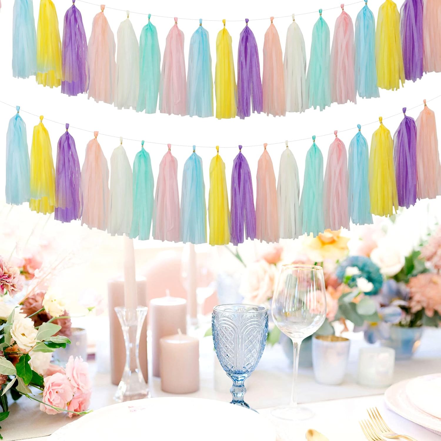 Pastel Rainbow Party-Decorations Tassel Garland - 21pcs Baby Shower Birthday Wedding