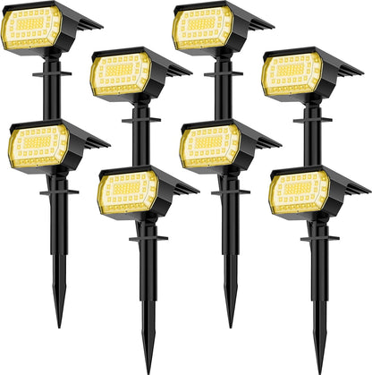 LANSOW Solar Spot Lights Outdoor, [8 Pack/76 LED] 2-in-1 Solar Landscape Spotlights, 3 Modes IP65