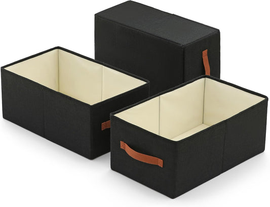 linen closet organizers and storage, 3 Pack Large Storage Baskets, Washable, Clothing Storage Bins