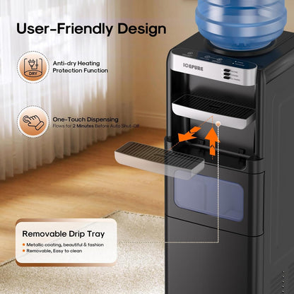 ICEPURE 3-in-1 Water Dispenser with Ice Maker, Water Cooler Dispenser for 5 Gallon Bottle Built-in